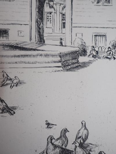 Eugène CORNEAU : La Bibliothèque Nationale - 1937 - Gravure Originale Signée 2