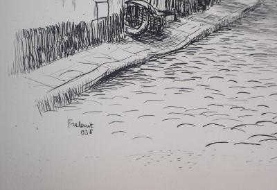 Jean FRELAUT : Vue sur le Panthéon  - 1937 - Gravure Originale Signée 2
