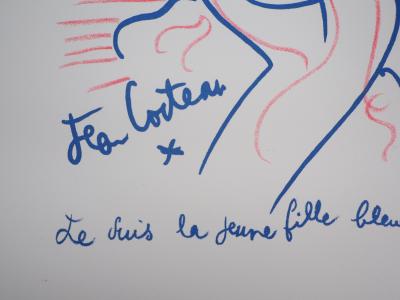 Jean COCTEAU : La jeune fille bleue - Lithographie originale signée 2