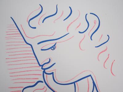 Jean COCTEAU : Jeune fille bleue - Lithographie signée 2