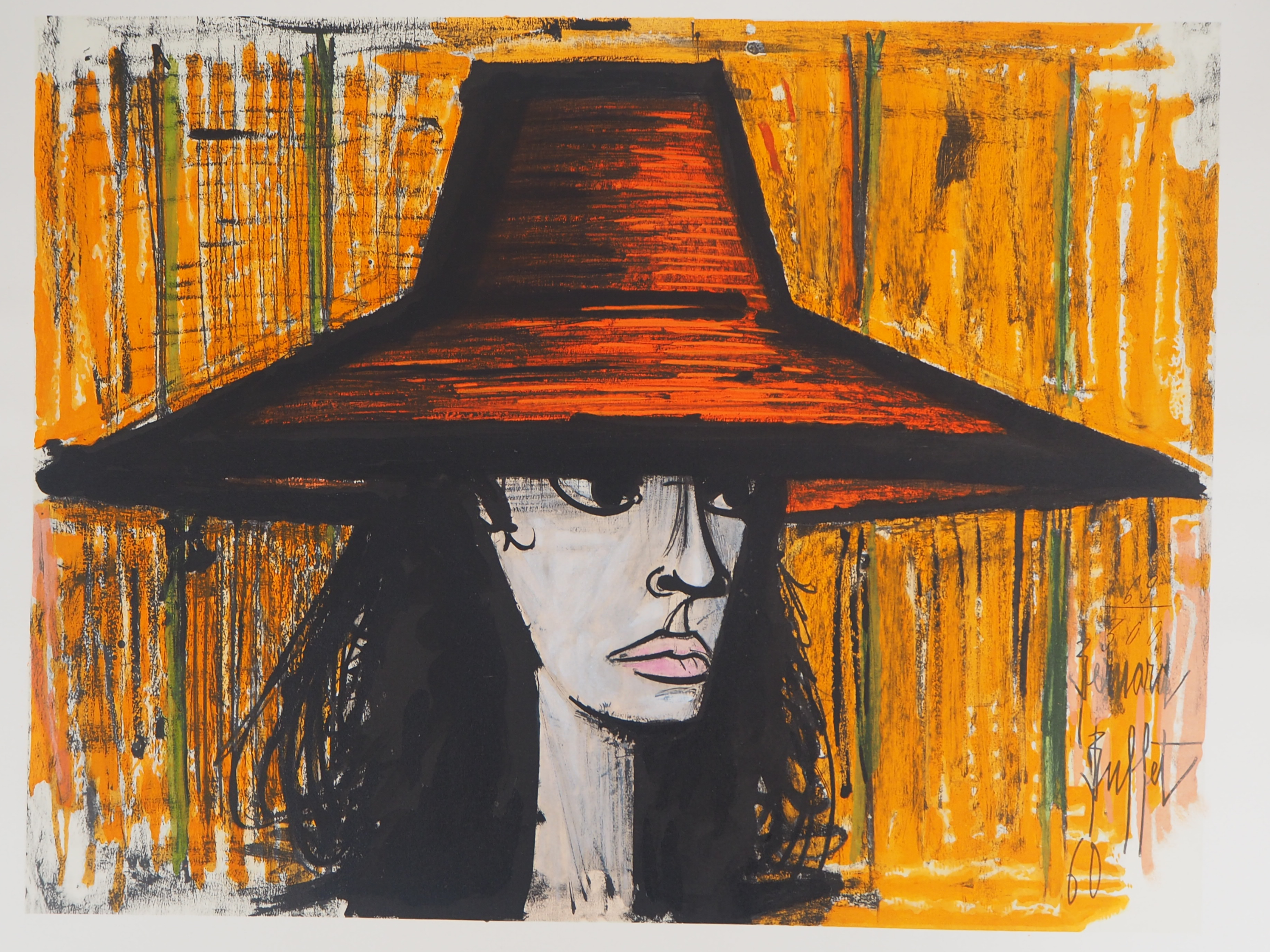 Bernard BUFFET : Femme au chapeau, 1960 - Signed lithograph - Post War &  Modern Art - Plazzart