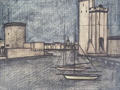 Bernard BUFFET : Le port de la Rochelle - Lithographie signée 2