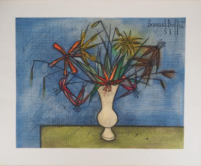 Bernard BUFFET : Bouquet de fleurs - Lithographie signée 2