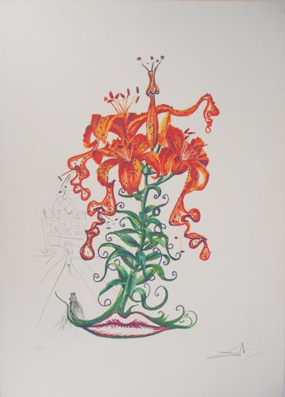 Salvador DALI : Fleur et bouche - Lithographie et gravure originale signée 2