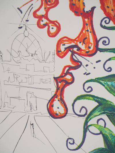 Salvador DALI : Fleur et bouche - Lithographie et gravure originale signée 2