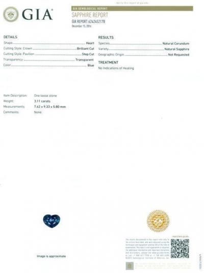 Certifié GIA  3.11 ct. Saphir bleu non traité  - Sri Lanka 2