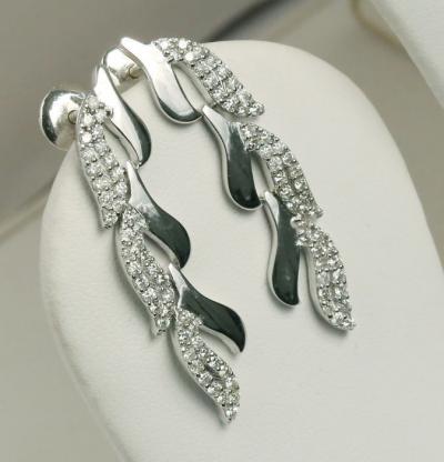 Collier Créateur Or Blanc et Diamants avec Boucles d’Oreilles 2