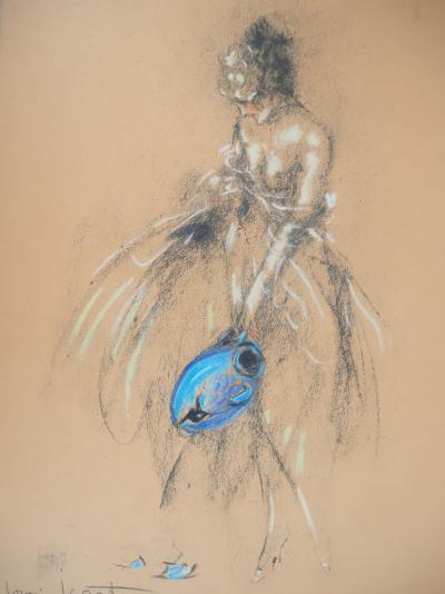 Louis ICART : La porteuse d’eau - Lithographie signée avec rehaut de pastel 2