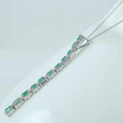 Long Emerald (Colombian) and Diamond Pendant Necklace 2