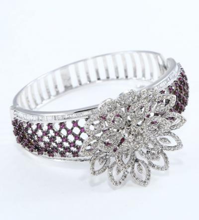 Bracelet Or Blanc, Diamants et Rubis 2