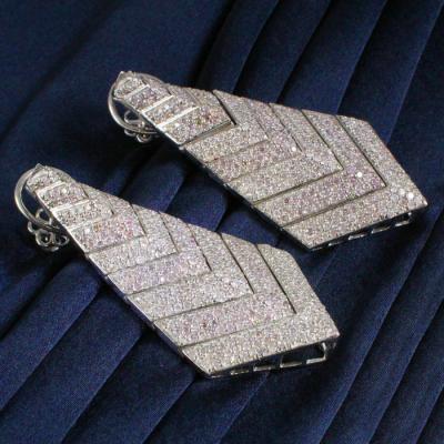 Pendants d’Oreilles Or Blanc et Diamants Roses 2