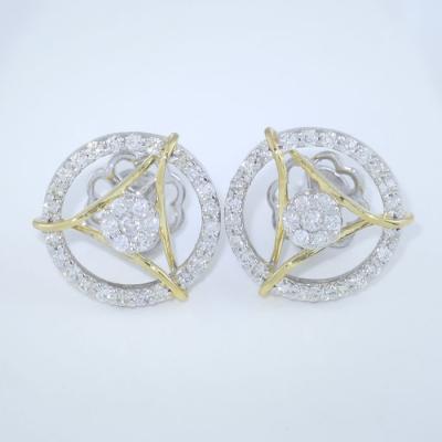 Boucles d’oreilles en or blanc et jaune avec diamants 2