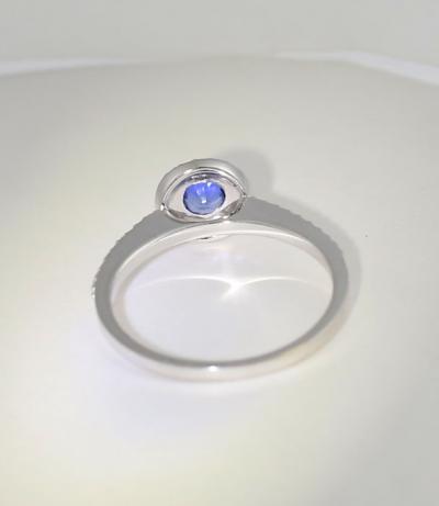 Bague Or Blanc Diamants et Saphir Bleu 2