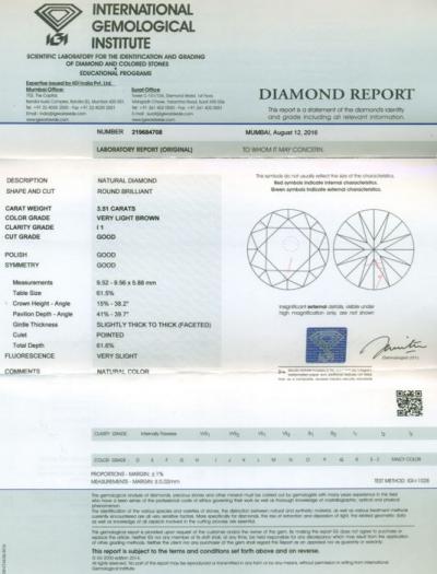 Bague solitaire pour homme avec un diamant central de 3.51 ct. et diamants périphériques de 0.86 ct. 2