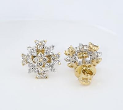 Puces d’oreilles en or jaune et diamants 2