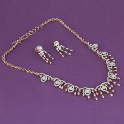 Collier en or rose et diamants avec boucles d’oreilles assorties 2