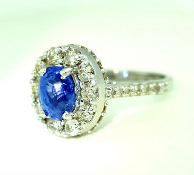 Bague Or Blanc Saphir Bleu Diamants 2