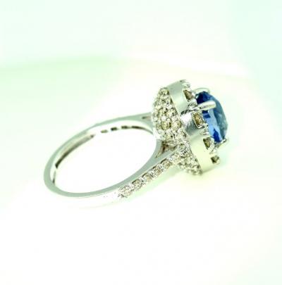 Bague Or Blanc Saphir Bleu Diamants 2