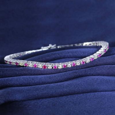 White Gold Tennis Bracelet with Diamonds and Rubies 2