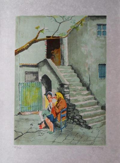 Victor VIKO : Au pied de l’escalier - Lithographie originale signée et numérotée 2