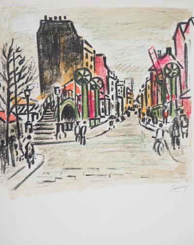 Robert SAVARY - Paris, Canal Saint Martin - Lithographie originale signée 2