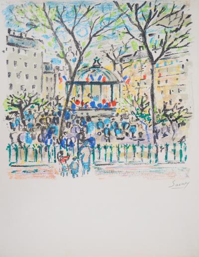 Robert SAVARY : Paris, le Kiosque place de la Nation - Lithographie originale signée 2