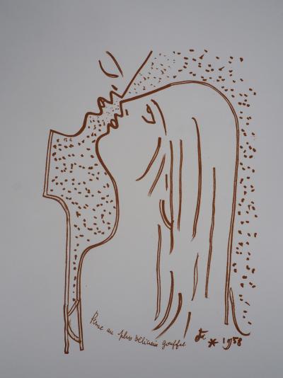 Jean COCTEAU : Le baiser - Lithographie signée