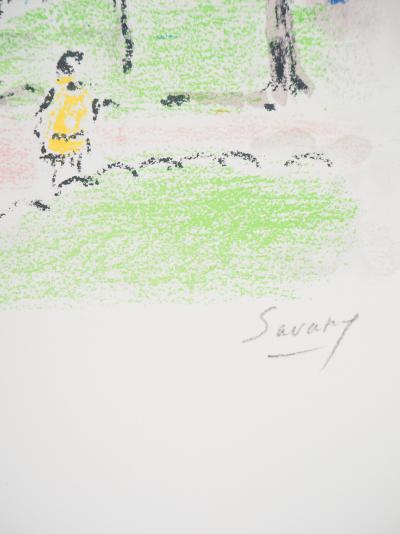 Robert SAVARY : Le Parc Monceau - 1969 - Lithographie originale signée 2