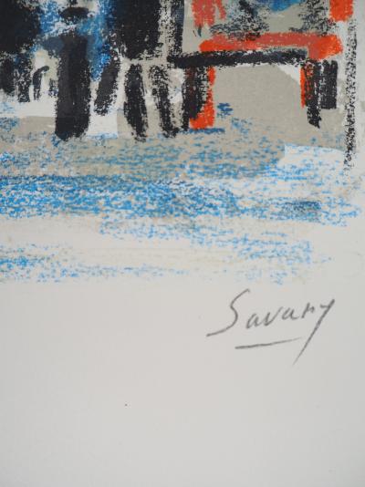 Robert SAVARY : Rue animée dans le Marais - Lithographie originale signée 2