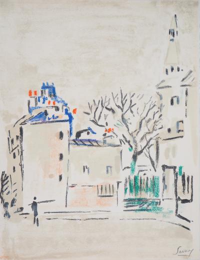 Robert SAVARY : Derrière Montmartre - 1969 - Lithographie originale signée 2