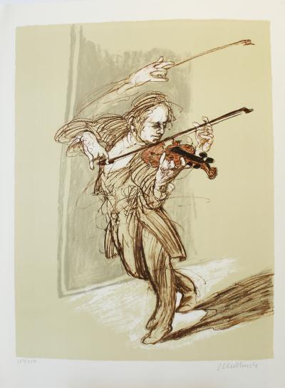 Claude WEISBUCH - Passacaille pour violon solo - Lithographie originale signée au crayon 2