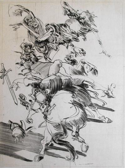 Claude WEISBUCH - La mort et le cavalier - Gravure originale signée et numérotée au crayon 2