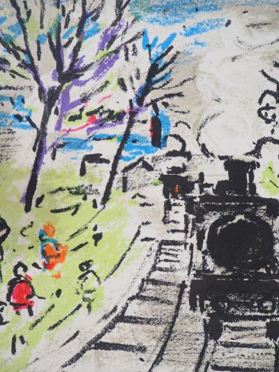 Robert SAVARY : Le petit train de Banlieue - Lithographie originale signée 2