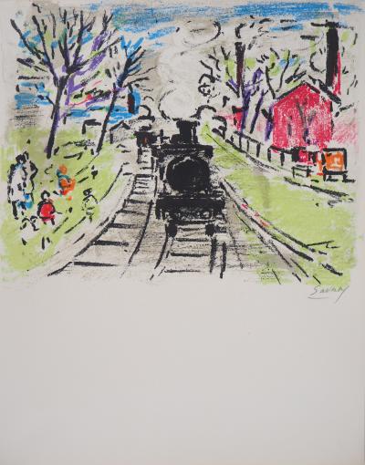 Robert SAVARY : Le petit train de Banlieue - Lithographie originale signée 2