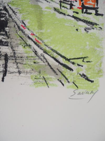 Robert SAVARY : Le petit train de Banlieue - Lithographie originale signée 2