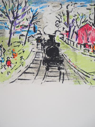 Robert SAVARY : Le petit train de Banlieue - Lithographie originale signée 2