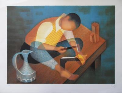 Louis TOFFOLI - L’étameur, Lithographie originale signée au crayon 2