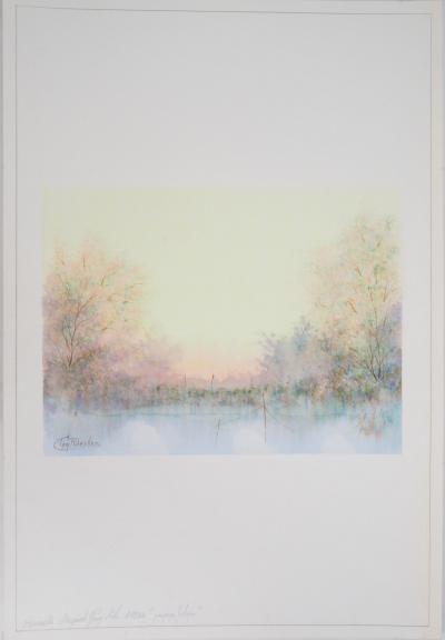 Guy RIBES: Landscape of Sologne - Original signed watercolor 2