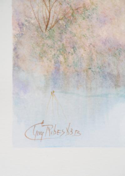 Guy RIBES: Landscape of Sologne - Original signed watercolor 2