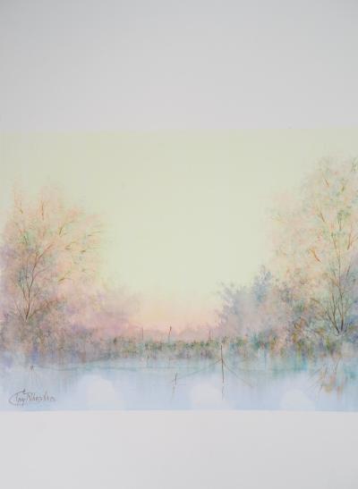 Guy RIBES: Landscape of Sologne - Original signed watercolor 2