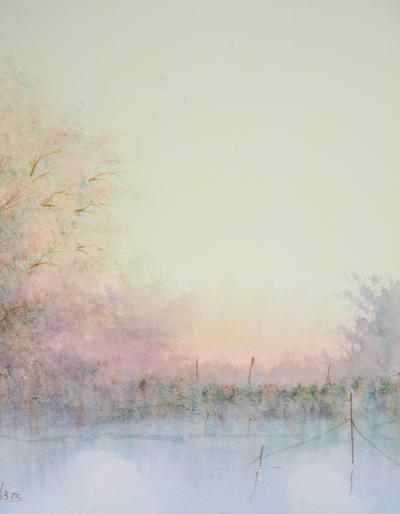 Guy RIBES: Landscape of Sologne - Original signed watercolor 2