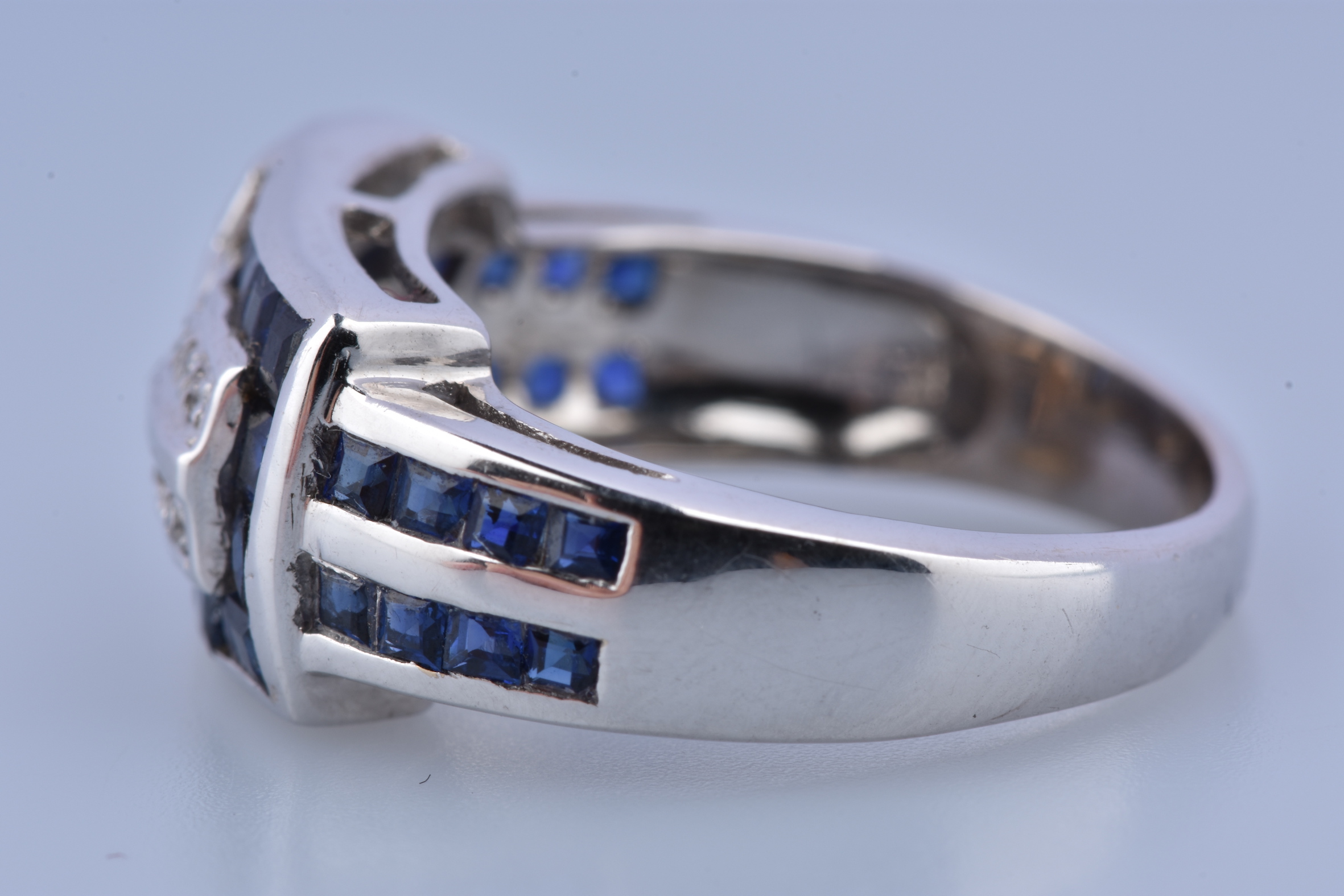 Bague Or Blanc Diamant Et Saphir