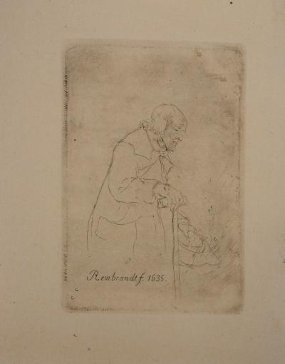 REMBRANDT (D’après) : Vieillesse - Gravure Signée 2