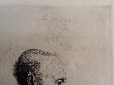 REMBRANDT (D’après) : Portait de profil - Gravure Signée 2