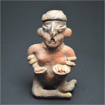 Mexique Occidental, Porteuse de coupes en céramique polychrome, Culture Nayarit, 100 av - 205 ap J.-C. 2