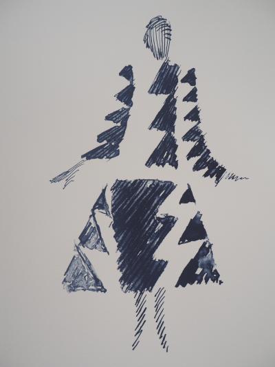 Sonia DELAUNAY (d’après) : Robe rythmes-triangles - Lithographie Signée 2
