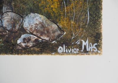 Olivier MAS : Lac à l’automne - Gouache originale signée 2