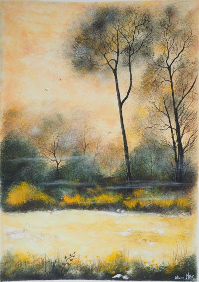 Olivier MAS : La clairière - Gouache originale signée 2