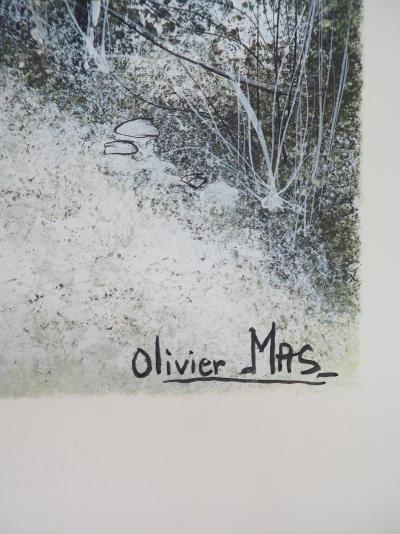 Olivier MAS : Maison sous la neige - Gouache originale signée 2