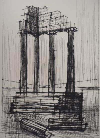 Bernard BUFFET - Temple en Ruine (Pompéi) - Gravure originale 2
